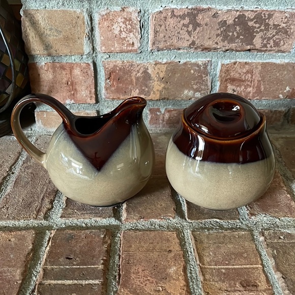 Vtg Sango Nova Brown Creamer & Sugar Set - Picture 1 of 8